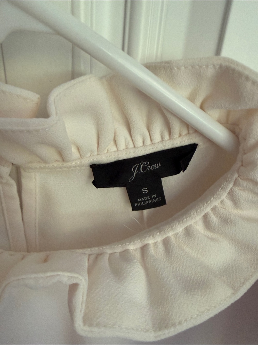 J. Crew Ruffled Neck Long Sleeve Blouse - Cream - Picture 2 of 4
